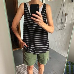 Joie Black w/ White Stripes Silk Racerback Tank